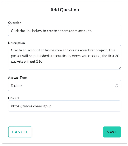 Example endlink question